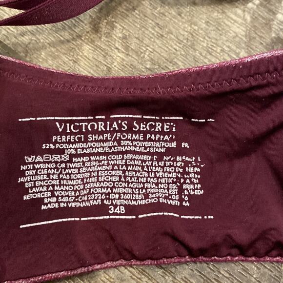 VICTORIA'S SECRET Perfect Shape Bra Purple Stripe Print Thick Padding 34B - Picture 6 of 7